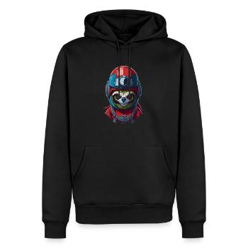 Süßes Faultier mit Helm Biker Motorradhelm - Männer Premium Bio Hoodie - Schwarz - Vorne - Nico (187cm)