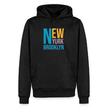 New York Brooklyn Hoodie - Men’s Premium Organic Hoodie - black - Front - Nico (187cm)