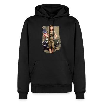 Pinup - Männer Premium Bio Hoodie - Schwarz - Vorne - Nico (187cm)