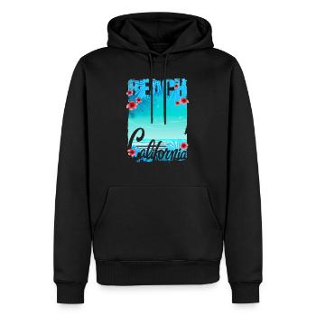 Vintage Blumen Strand Kalifornien Retro Garten USA - Männer Premium Bio Hoodie - Schwarz - Vorne - Nico (187cm)