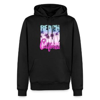 Vintage Blumen Strand Kalifornien Retro Garten USA - Männer Premium Bio Hoodie - Schwarz - Vorne - Nico (187cm)