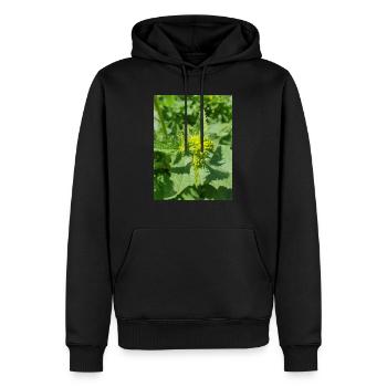 moutarde noire (en allemand Schwarzer Senf) - Sweat à capuche Premium bio Homme - noir - Devant - Nico (187cm)