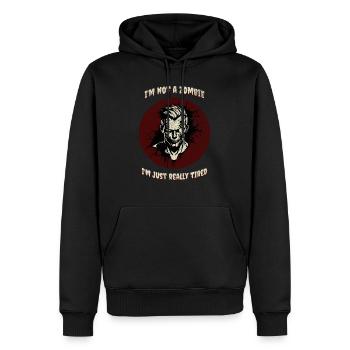 Ich bin kein Zombie Ich bin nur wirklich müde - Männer Premium Bio Hoodie - Schwarz - Vorne - Nico (187cm)