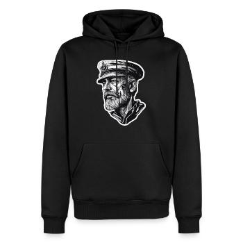 Capitaine / Marin / Marin / Marin / Maritime / Ahoy - Sweat à capuche Premium bio Homme - noir - Devant - Nico (187cm)
