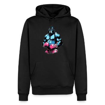 Boxe Boxeur Gorille - Sweat à capuche Premium bio Homme - noir - Devant - Nico (187cm)