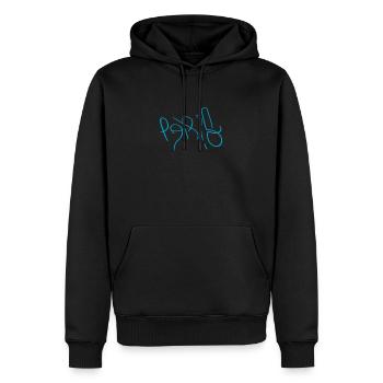 Autocollant Paris Bleu Clair - Sweat à capuche Premium bio Homme - noir - Devant - Nico (187cm)