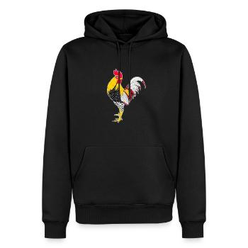 Hahn - Männer Premium Bio Hoodie - Schwarz - Vorne - Nico (187cm)