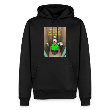 Quand ta mère demande, - Sweat à capuche Premium bio Homme - noir - Devant - Nico (187cm)