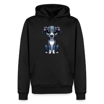 Illustration numérique de mignon Whippet - Sweat à capuche Premium bio Homme - noir - Devant - Nico (187cm)
