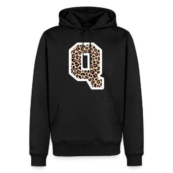 lettre Q motif léopard -idée cadeau d’anniversaire - Sweat à capuche Premium bio Homme - noir - Devant - Nico (187cm)