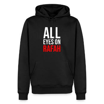 TOUS LES REGARDS SONT TOURNÉS VERS RAFAH - Sweat à capuche Premium bio Homme - noir - Devant - Nico (187cm)