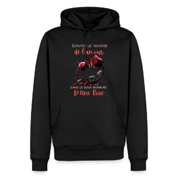 Le pouvoir du doux murmure d'une rose - Sweat à capuche Premium bio Homme - noir - Devant - Nico (187cm)