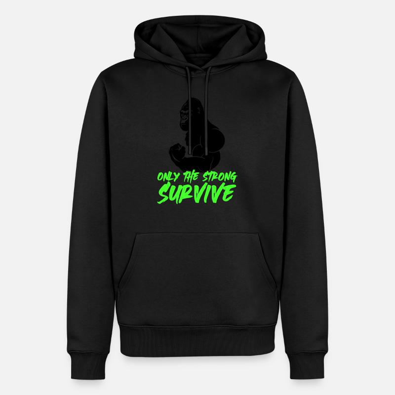 gorilla strong - Männer Premium Bio Hoodie - Schwarz