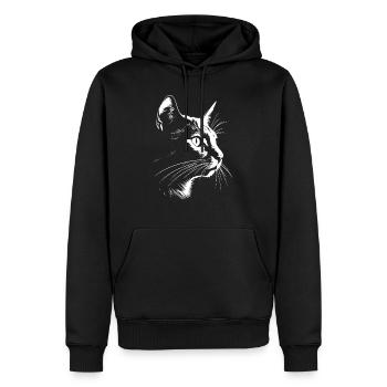 Chat, Motif De Chat - Sweat à capuche Premium bio Homme - noir - Devant - Nico (187cm)