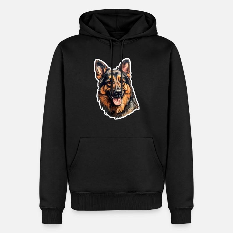 Deutscher Schäferhund künstlerisch - Männer Premium Bio Hoodie - Schwarz