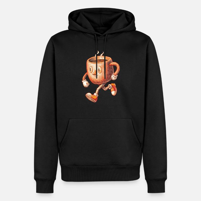 KAFFEE - Männer Premium Bio Hoodie - Schwarz