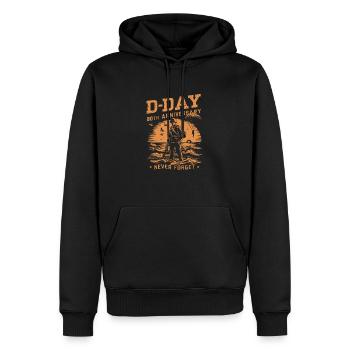 80e anniversaire du jour J - N’oubliez jamais 1944 - 2024 - Sweat à capuche Premium bio Homme - noir - Devant - Nico (187cm)