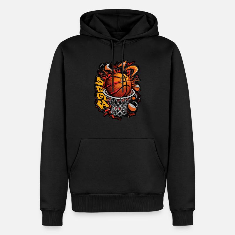 Graffiti de basket-ball dynamique - Sweat à capuche Premium bio Homme - noir