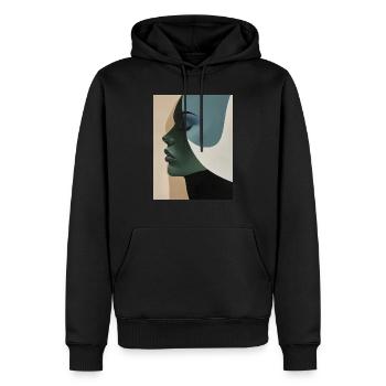 Poster Minimalist Portrait 4 - Männer Premium Bio Hoodie - Schwarz - Vorne - Nico (187cm)