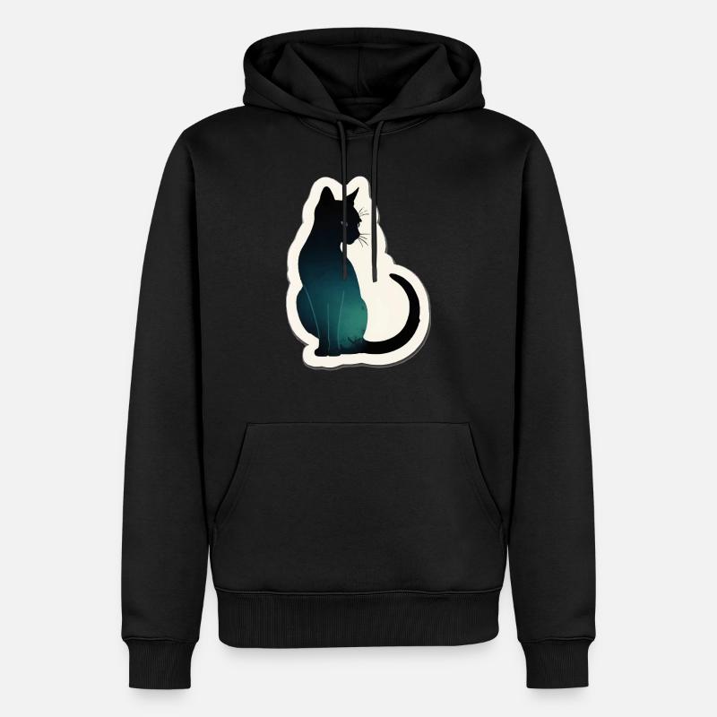 Silhouette de chat - Sweat à capuche Premium bio Homme - noir