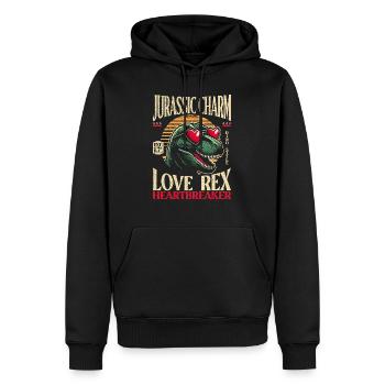 T-Rex Charm Dinosaurier Herzensbrecher - Männer Premium Bio Hoodie - Schwarz - Vorne - Nico (187cm)