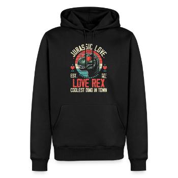 Dinosaure Love T-Rex avec Love Rex - Sweat à capuche Premium bio Homme - noir - Devant - Nico (187cm)
