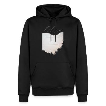 Ohio (États-Unis) | Vrai volley-ball | Script de carte - Sweat à capuche Premium bio Homme - noir - Devant - Nico (187cm)