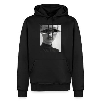 AP Portrait surréaliste 5 août 2024 - Sweat à capuche Premium bio Homme - noir - Devant - Nico (187cm)