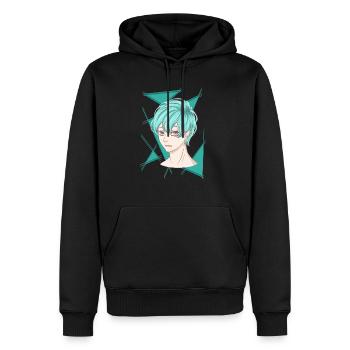 manga Boy Türkis cool mangastyle Anime Comic toon - Männer Premium Bio Hoodie - Schwarz - Vorne - Nico (187cm)