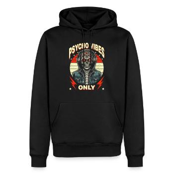 Wild Mutant Skull Design Psycho Vibes Only" - Männer Premium Bio Hoodie - Schwarz - Vorne - Nico (187cm)