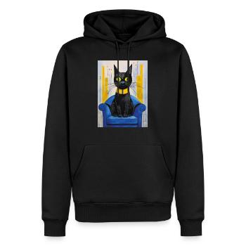 Le chat - Sweat à capuche Premium bio Homme - noir - Devant - Nico (187cm)