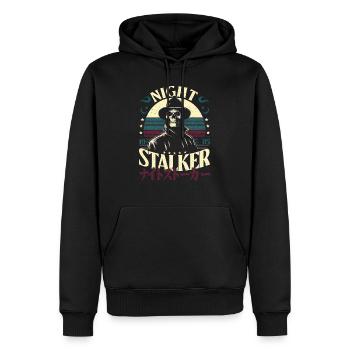 Night Stalker 1985 Crâne rétro & lettres japonaises - Sweat à capuche Premium bio Homme - noir - Devant - Nico (187cm)