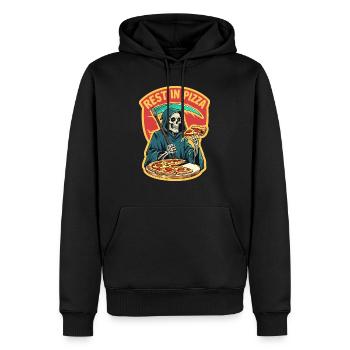 Repos dans la pizza - Sweat à capuche Premium bio Homme - noir - Devant - Nico (187cm)