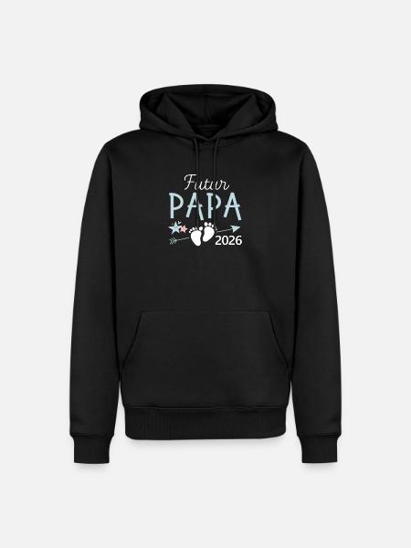 Futur Papa 2026 Cadeau Bientôt Père - Sweat à capuche Premium bio Homme - noir