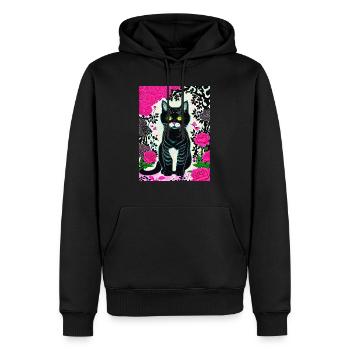 kittybluedeluxe - Sweat à capuche Premium bio Homme - noir - Devant - Nico (187cm)