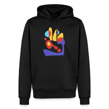 Abstrait Tropical Beeze - Style Bauhaus - Sweat à capuche Premium bio Homme - noir - Devant - Nico (187cm)
