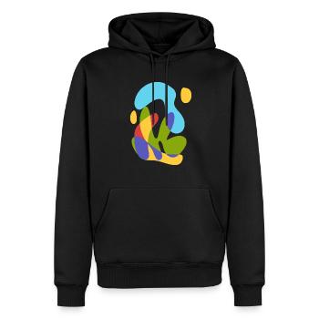 Soleil de mer et flore tropicale - Abstrait audacieux - Sweat à capuche Premium bio Homme - noir - Devant - Nico (187cm)
