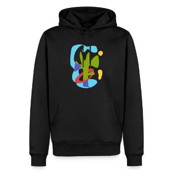Vague tropicale d’été - Bauhaus abstrait vintage - Sweat à capuche Premium bio Homme - noir - Devant - Nico (187cm)