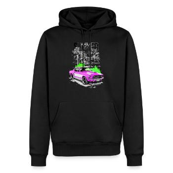 Muscle Car Summer – Balade rétro sur la plage - Sweat à capuche Premium bio Homme - noir - Devant - Nico (187cm)