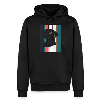 Mops Hund Fell - Männer Premium Bio Hoodie - Schwarz - Vorne - Nico (187cm)