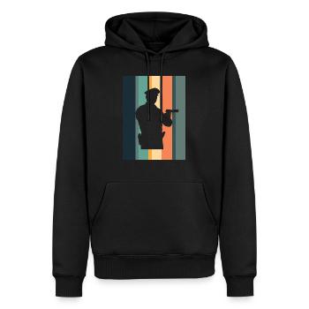 Officier de police - Sweat à capuche Premium bio Homme - noir - Devant - Nico (187cm)