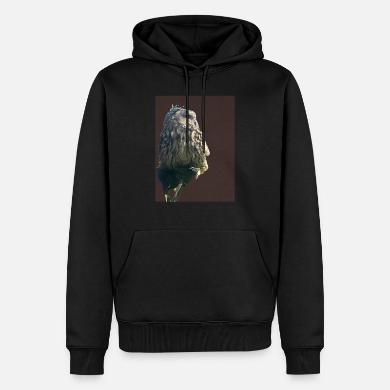 Eule - Männer Premium Bio Hoodie - Schwarz