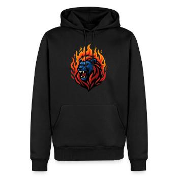 Lion – Brasier rugissant | Mascotte du zodiaque urbain - Sweat à capuche Premium bio Homme - noir - Devant - Nico (187cm)