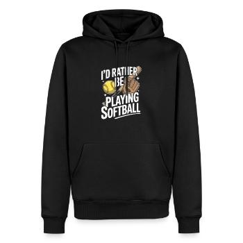 Ich würde lieber die Softball-Saison lustig spielen - Männer Premium Bio Hoodie - Schwarz - Vorne - Nico (187cm)
