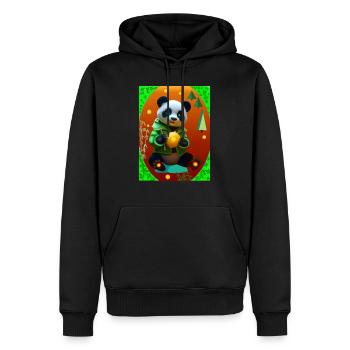 Cyber Panda mit Neon Zitrone - Männer Premium Bio Hoodie - Schwarz - Vorne - Nico (187cm)