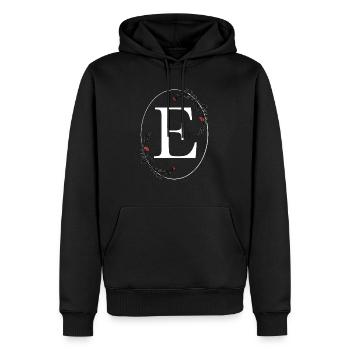 Buchstabe E - Männer Premium Bio Hoodie - Schwarz - Vorne - Nico (187cm)