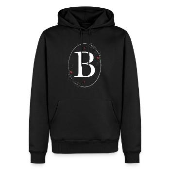 Lettre B - Sweat à capuche Premium bio Homme - noir - Devant - Nico (187cm)