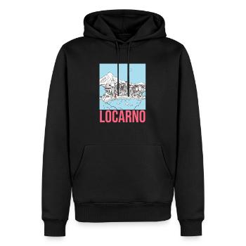 Locarno - Men’s Premium Organic Hoodie - black - Front - Nico (187cm)