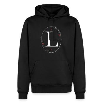 Lettre L - Sweat à capuche Premium bio Homme - noir - Devant - Nico (187cm)
