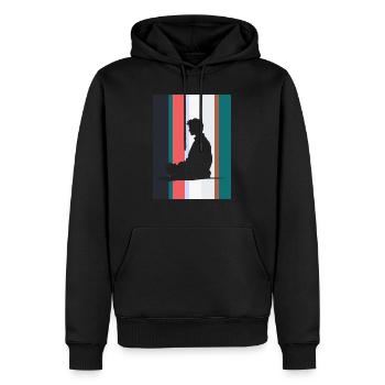Méditation Pleine conscience Relaxation - Sweat à capuche Premium bio Homme - noir - Devant - Nico (187cm)